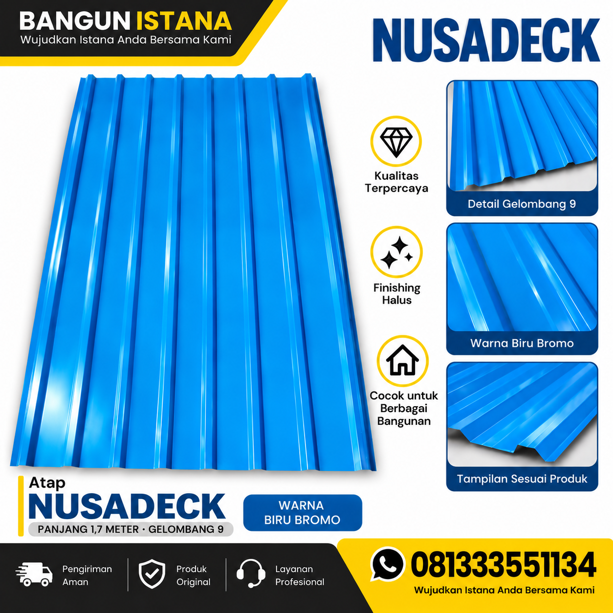 ATAP NUSA DECK 80CM X 1.7 METER BIRU
